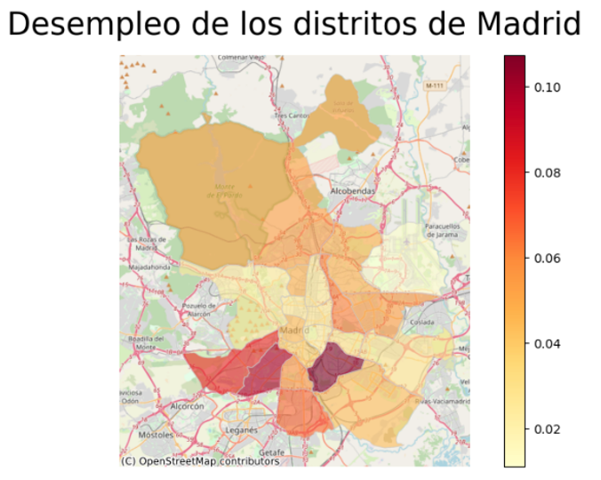 Desempleo de los distritos de Madrid